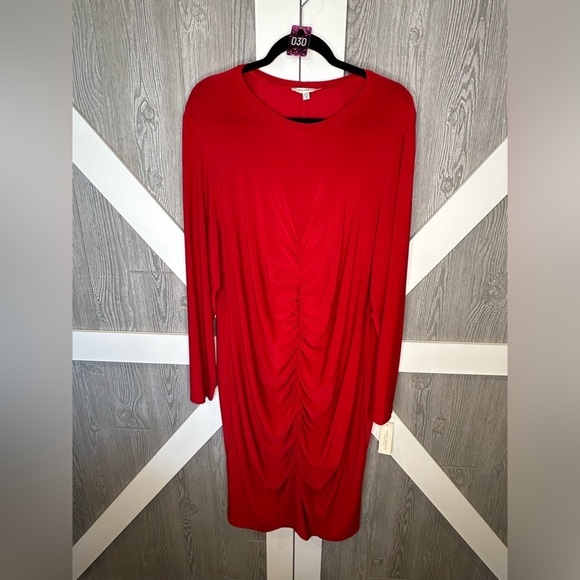 030.NWT. Tash & Sophie Red Dress Long Sleeve Plus Size 2X - Picture 2 of 9